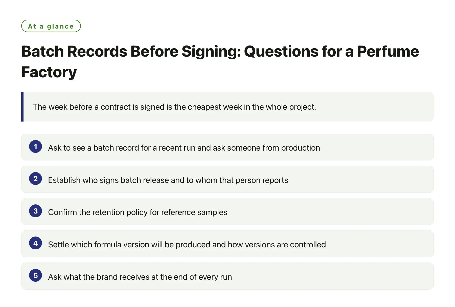 Batch Records Before Signing: Questions for a Perfume Factory——全文要点速览